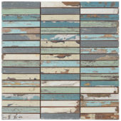 0.7x4 Wood Rectangles Mix Beige Blue Ceramic Mosaic |  Carpet Barn Carpet One Inc.