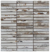 0.7"x4" Wood Rectangles Mix White Grey Ceramic Mosaic |  Carpet Barn Carpet One Inc.