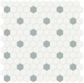 1" White w/ Cloud Blue Matte Hex Mosaic |  Carpet Barn Carpet One Inc.