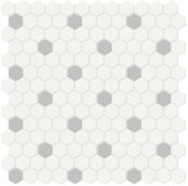 1" White w/ Loft Grey Matte Hex Mosaic |  Carpet Barn Carpet One Inc.
