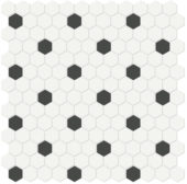 1" White w/ Retro Black Matte Hex Mosaic |  Carpet Barn Carpet One Inc.