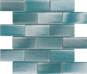 2"X4" Linear Aqua Glass Brick Pattern Mosaic |  Carpet Barn Carpet One Inc.
