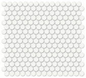 3/4" White Glossy Penny Round Mosaic |  Carpet Barn Carpet One Inc.
