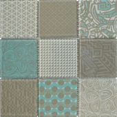4"X4" Beige Green Glass Geometric Random Pattern Mosaic |  Carpet Barn Carpet One Inc.
