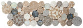 Beige Penny Round Décor / Glass Interlocking Border |  Carpet Barn Carpet One Inc.
