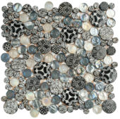 Black Penny Round Décor/Glass Stone Interlocking Mosaic |  Carpet Barn Carpet One Inc.
