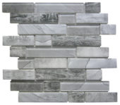 Grey Glass Rectangle/Dark Grey Recycled Glass Interlocking Mosaic |  Carpet Barn Carpet One Inc.