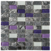 Grey Polished Quartzite Purple & White Glass Mosaic 1"X2" |  Carpet Barn Carpet One Inc.
