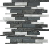 Grey/Black Stone Aluminum Mix Baguette Interlocking Mosaic |  Carpet Barn Carpet One Inc.