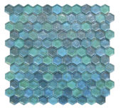 Hexagon Mix Blue Glass Mosaic |  Carpet Barn Carpet One Inc.