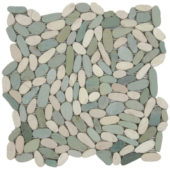 Mix White/Green Sliced Matte Pebble Interlocking Mosaic |  Carpet Barn Carpet One Inc.