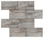 Riviera Tileworks Chelsea 2.8"x6" Silver Industrial Linear Relief Pattern Glazed Ceramic Moisaic |  Carpet Barn Carpet One Inc.