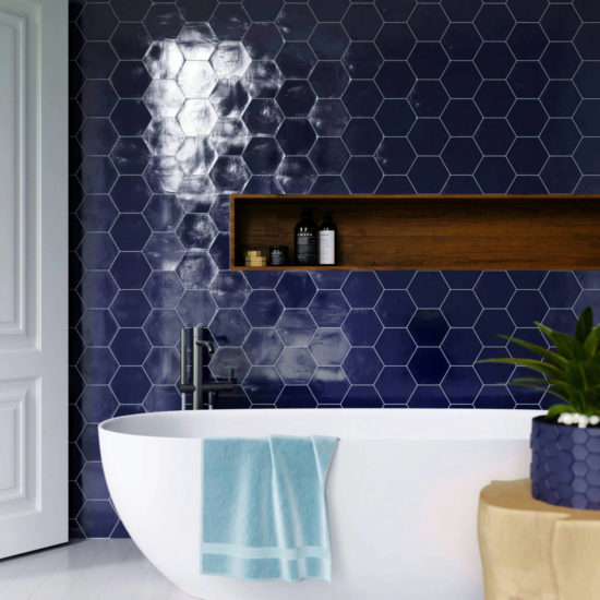 Ronda 5.5X6.3” Cobalt Hexagon |  Carpet Barn Carpet One Inc.