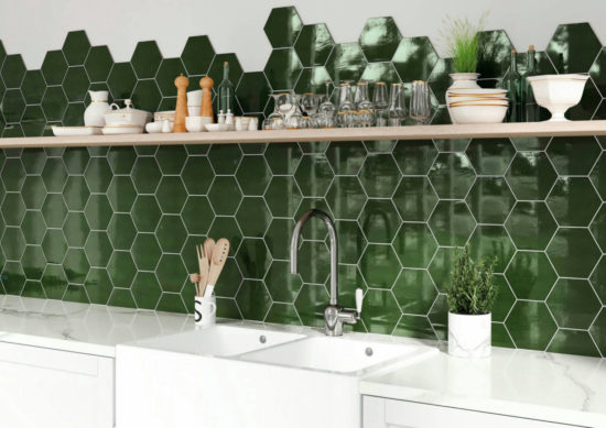 Ronda 5.5X6.3” Green Hexagon |  Carpet Barn Carpet One Inc.