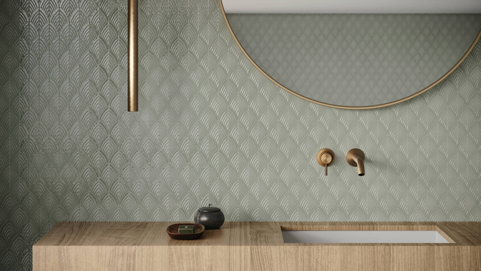 Traditions Soft Sage Glossy Scallop Mosaic 2 |  Carpet Barn Carpet One Inc.