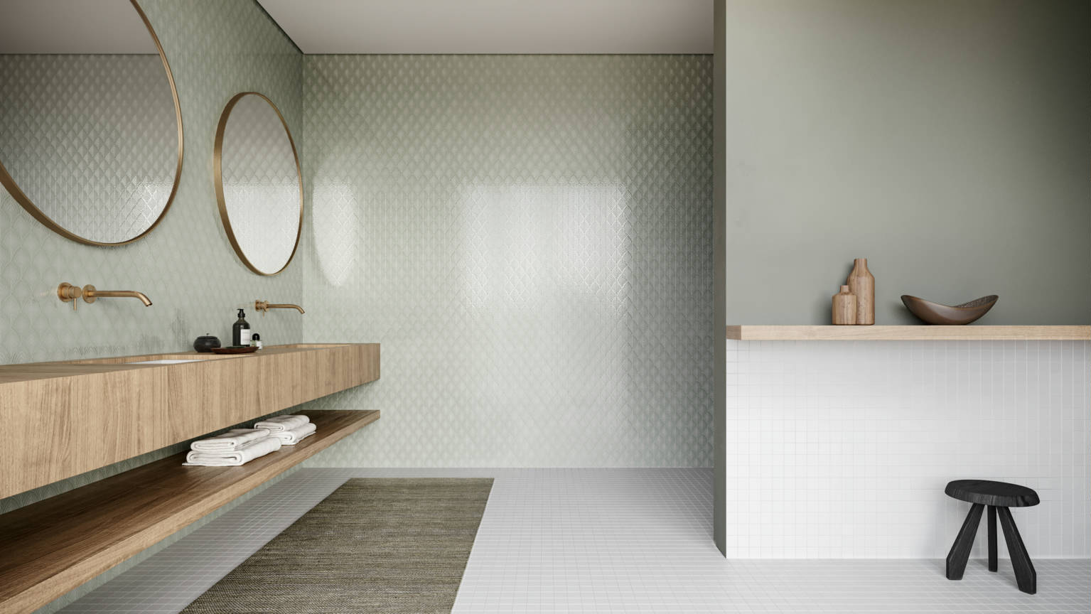 Traditions Soft Sage Glossy Scallop Mosaic |  Carpet Barn Carpet One Inc.