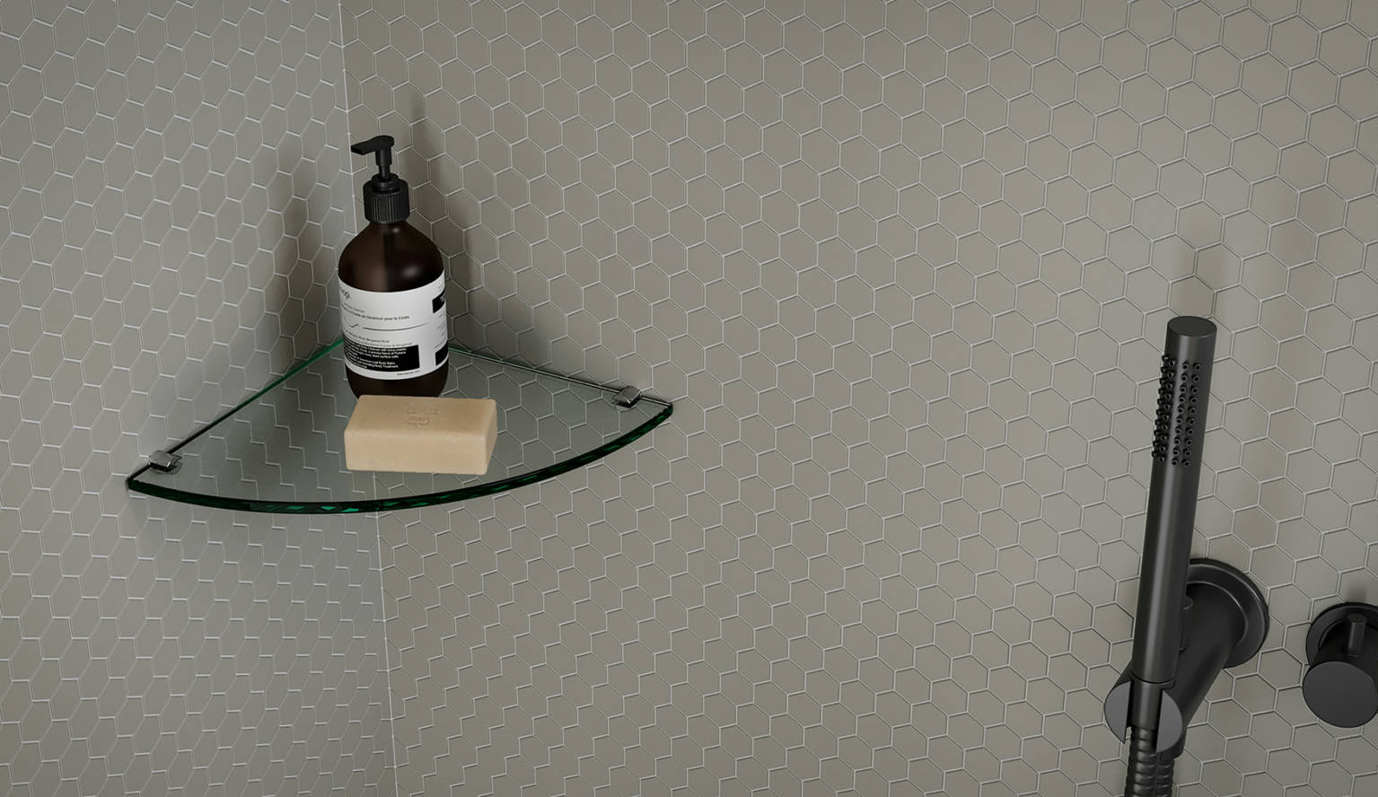 Traditions Taupe Matte 1in Hex Mosaic |  Carpet Barn Carpet One Inc.