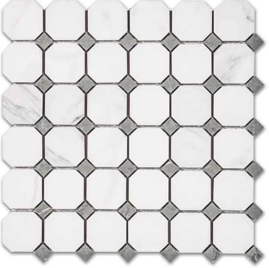 Treasure Statuario Polished Octagon/Dot Mosaic |  Carpet Barn Carpet One Inc.