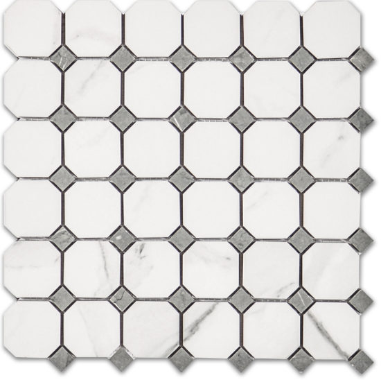 Treasure Statuario Polished Octagon/Dot Mosaic |  Carpet Barn Carpet One Inc.