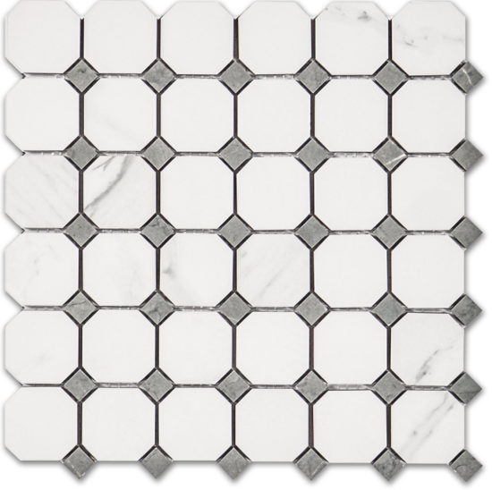 Treasure Statuario Polished Octagon/Dot Mosaic |  Carpet Barn Carpet One Inc.