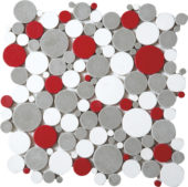 White Grey Red Penny Rounds Interlocking Mosaic |  Carpet Barn Carpet One Inc.