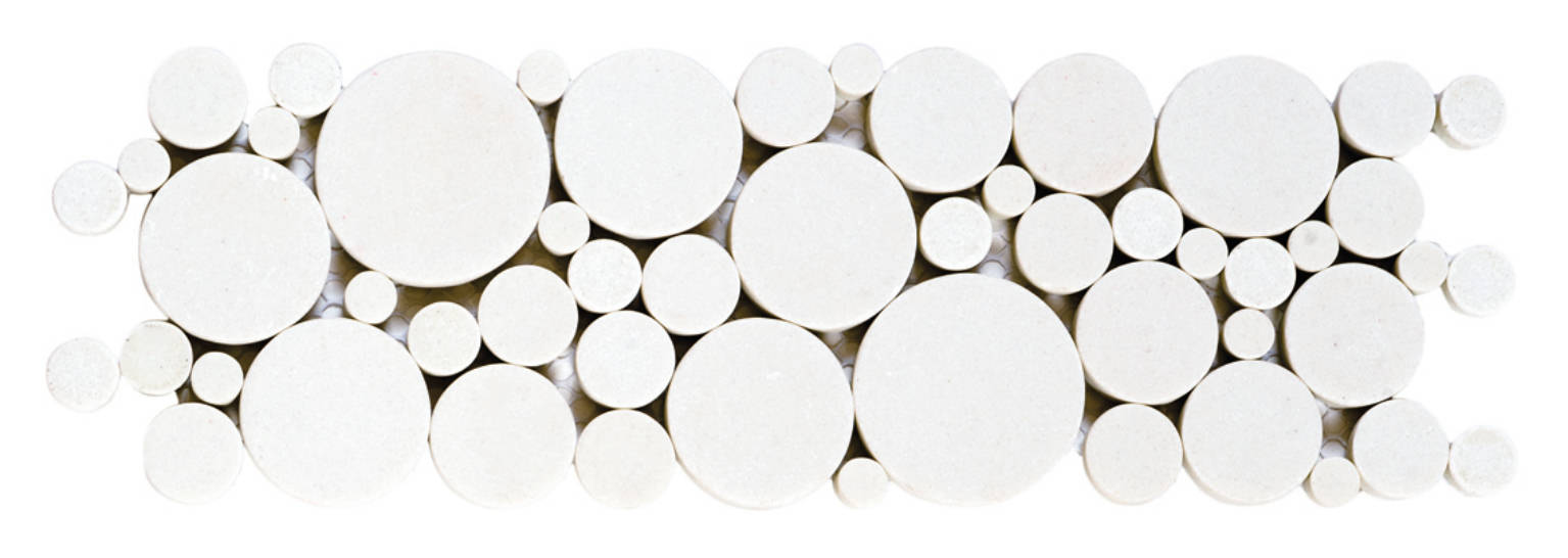 White Reconstituted Round Mosaic Interlocking Border |  Carpet Barn Carpet One Inc.