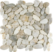 White Sliced Polished Pebble Interlocking Mosaic |  Carpet Barn Carpet One Inc.