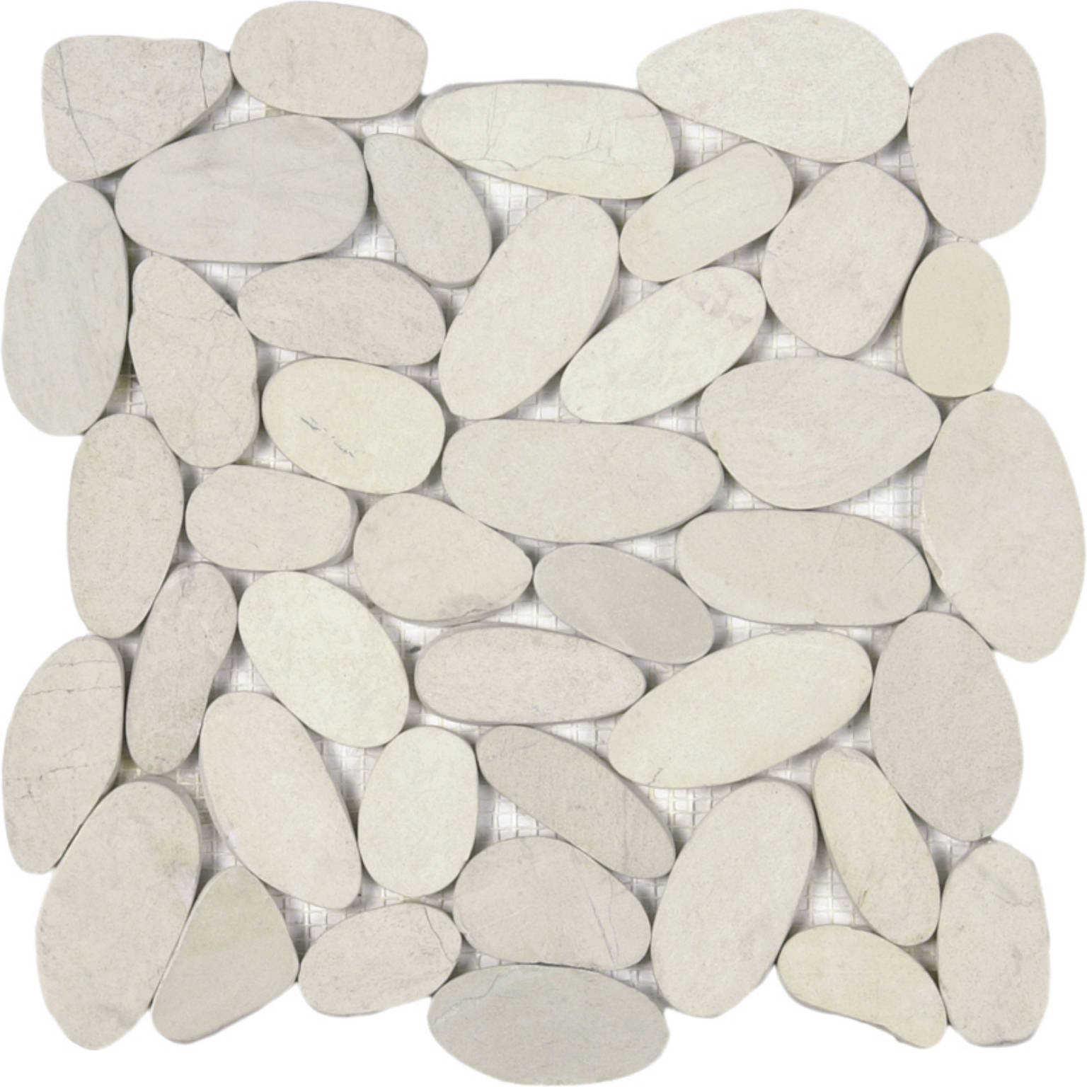White Xl Sliced Matte Pebble Interlocking Mosaic |  Carpet Barn Carpet One Inc.