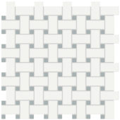 White w/Cloud Blue Matte Basketweave Mosaic |  Carpet Barn Carpet One Inc.