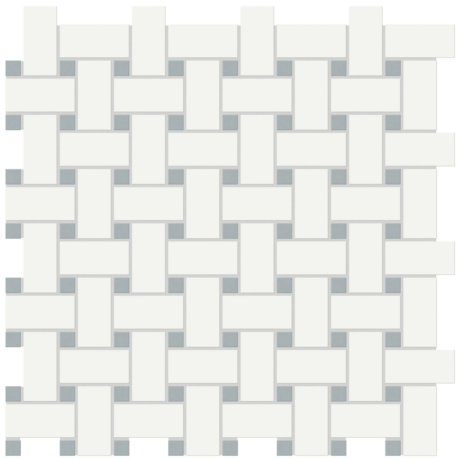 White w/Cloud Blue Matte Basketweave Mosaic |  Carpet Barn Carpet One Inc.