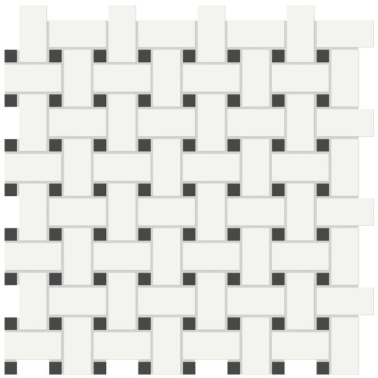 White w/Retro Black Matte Basketweave Mosaic |  Carpet Barn Carpet One Inc.