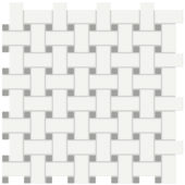 White w/Taupe Matte Basketweave Mosaic |  Carpet Barn Carpet One Inc.