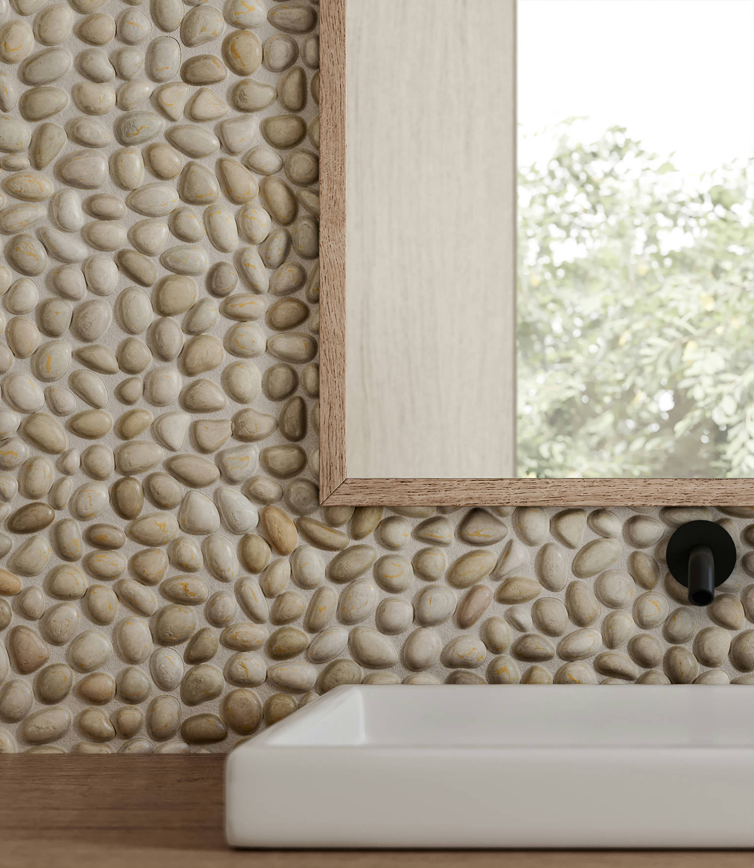 Zen Fiji Cream Natural Pebble Matte Mosaic 3 |  Carpet Barn Carpet One Inc.