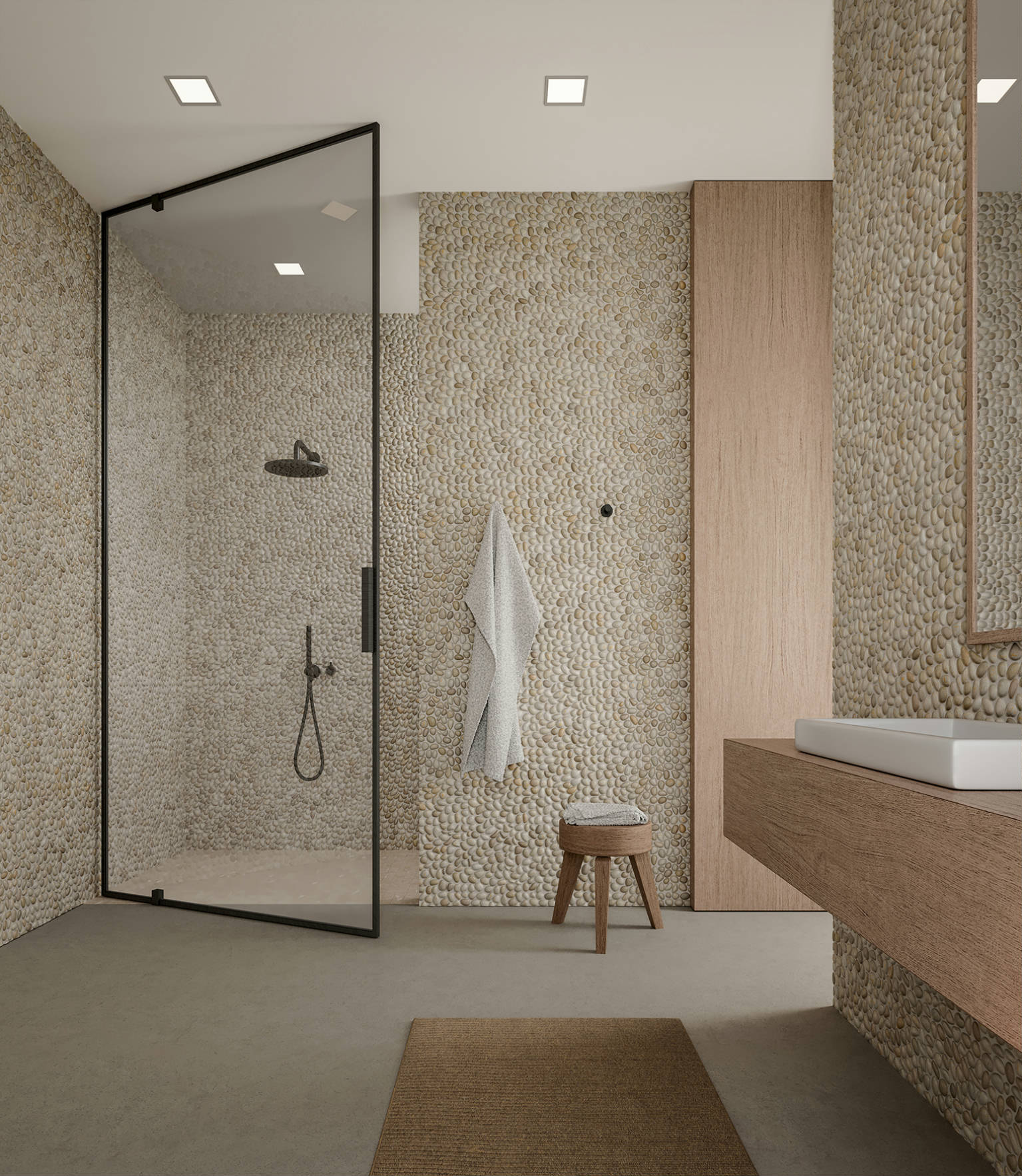 Zen Fiji Cream Natural Pebble Matte Mosaic |  Carpet Barn Carpet One Inc.